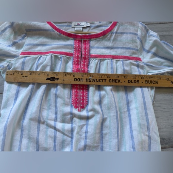 Vineyard Vines Crochet Trim Striped Knit 100% Cotton Boho Tunic Size M Beach - Picture 7 of 8